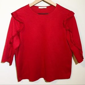 Zara | Red Ruffle Blouse